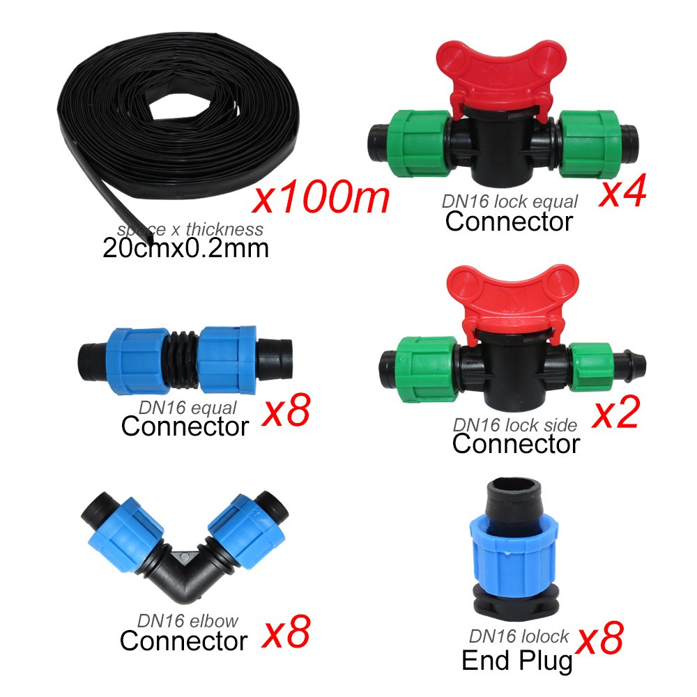 MUCIAKIE 100M Garden Greenhouse Drip Irrigation System Watering Kit Tape with 20CM Space Emitter Water Irrigation System