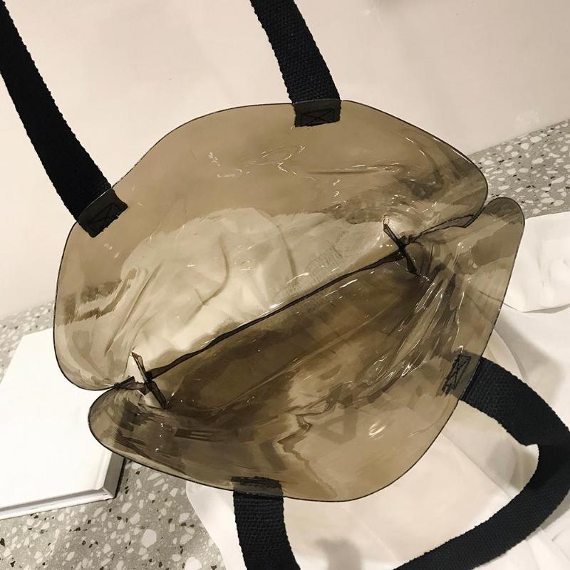 Transparante Vrouwen Boodschappentas Draagbare Holografische Geleizak PVC Clear Strand Tote Bag Vrouwen Schouder Strand Reizen Handtassen
