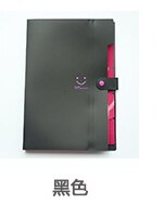 Cute Smile 5 Pocket File Folders High Capacity Plastic Envelope Folder Paper ClipPaper Receiver storage organ bag: black
