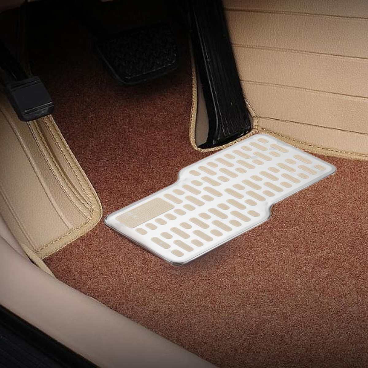 Car Foot Rest Pedal Plate Floor Carpet Mats Non-slip Stainless Heel Pad For Car Truck Suv Black Beige Brown CN/RU/US stock