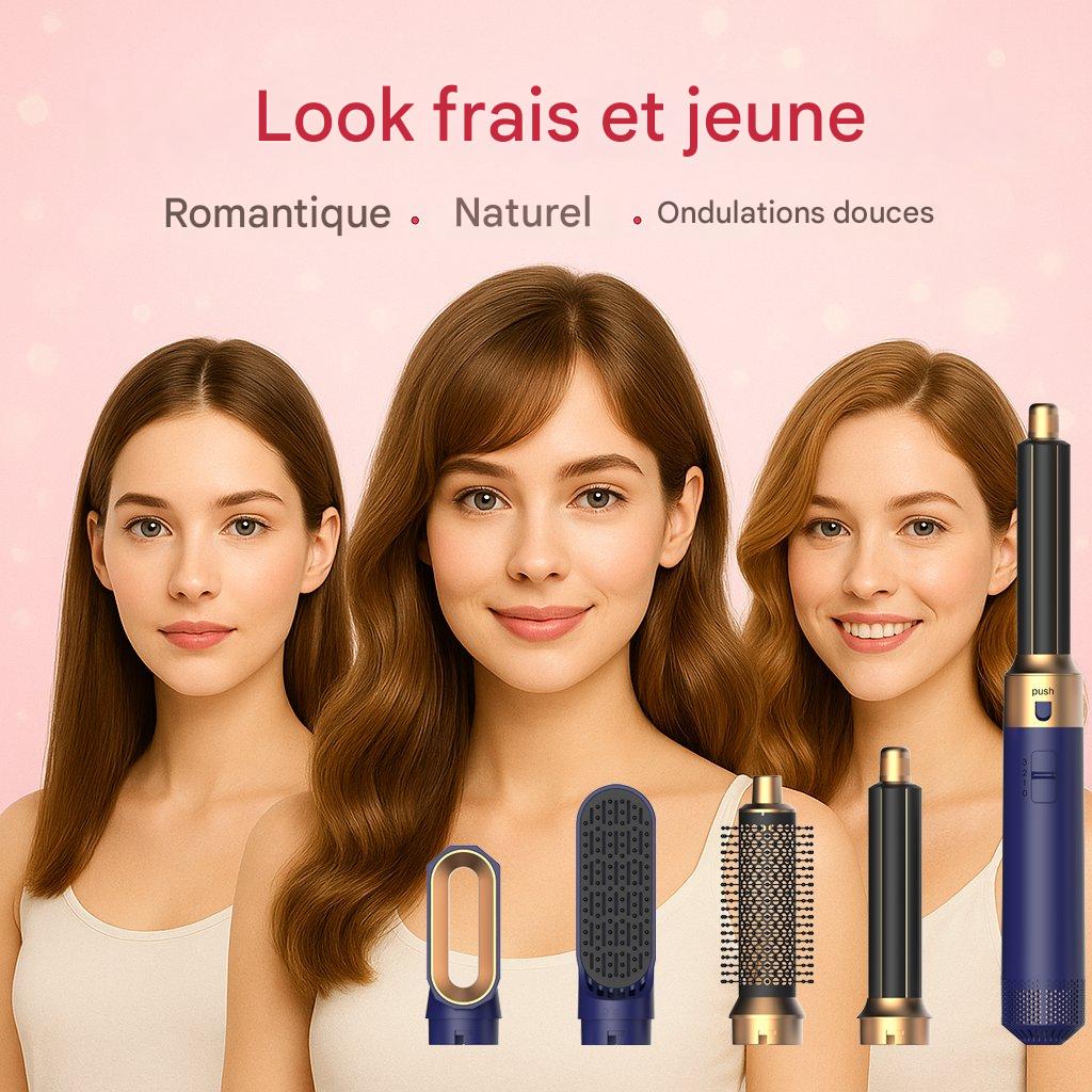 5-in-1-Haartrocknerkamm mit Heißluftbürste und Lockenstab und Haarglätter für Volumen und professionelles Haarstyling