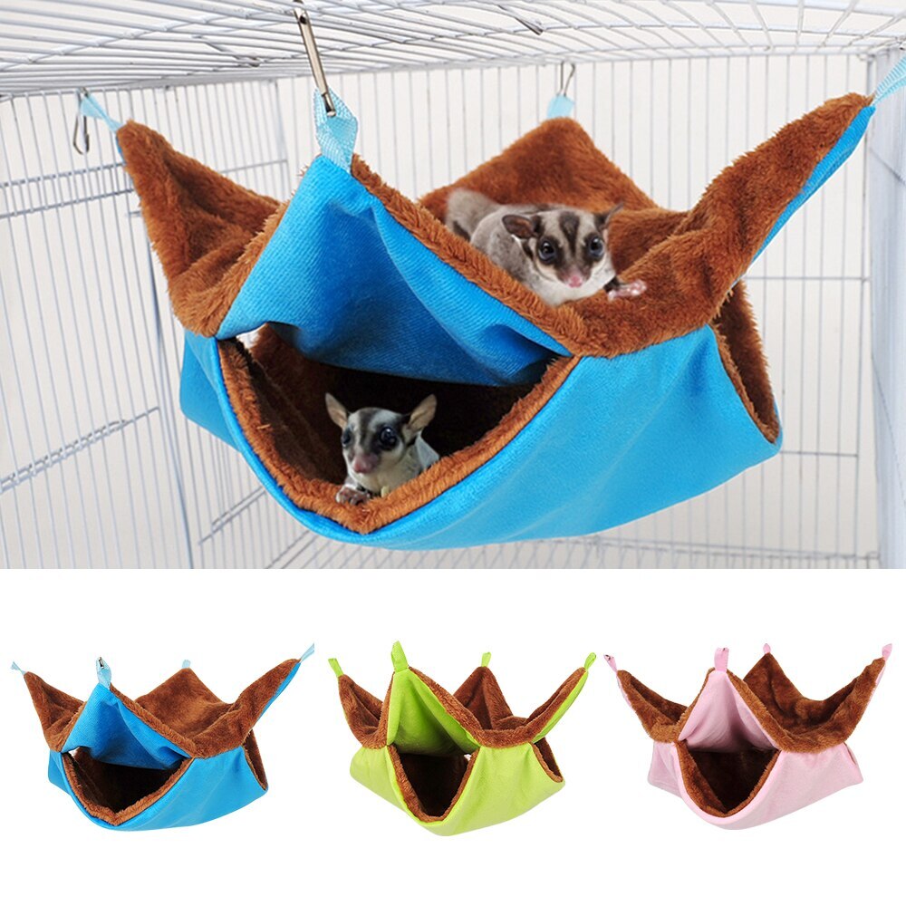 Hamaca cálida para hámster, cama colgante, casa de invierno, pequeño Animal, ardilla, cobaya, nido de algodón de felpa de doble capa, suministros para mascotas