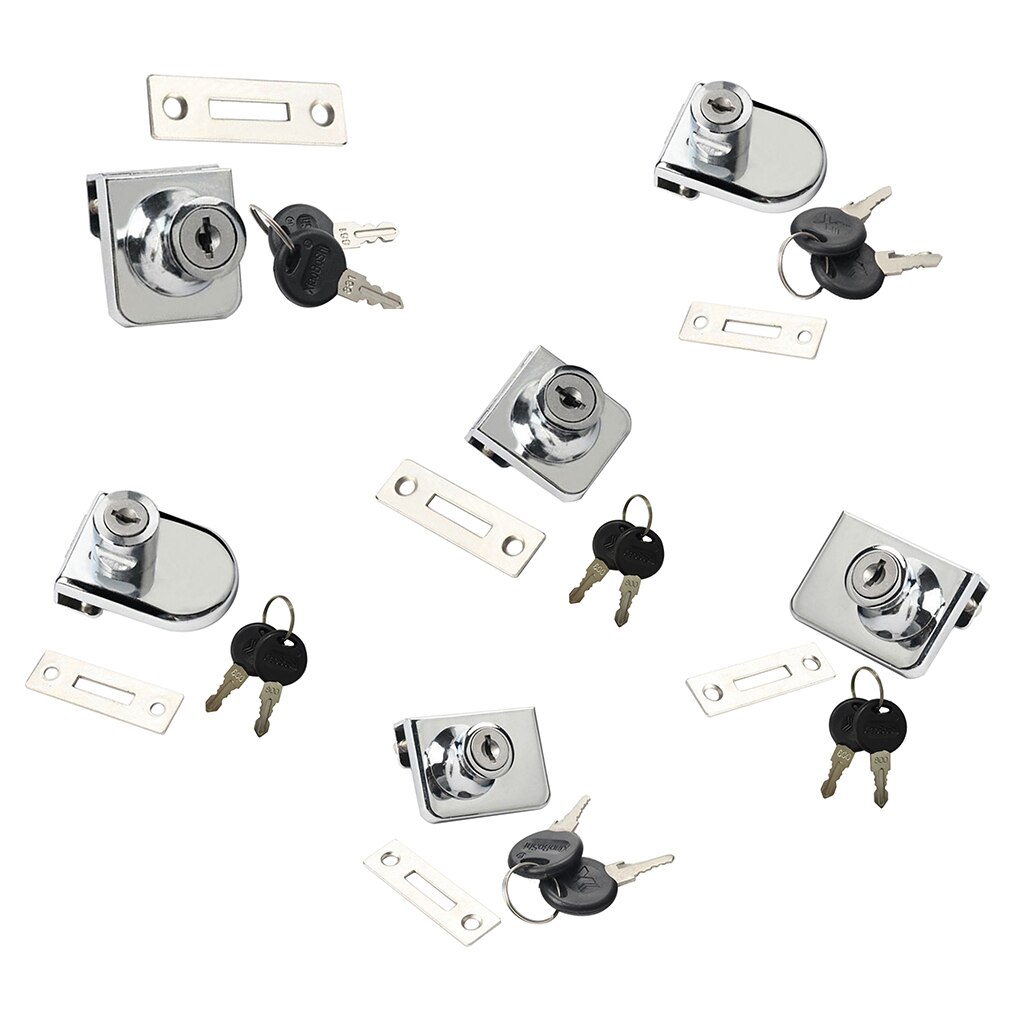 Durable In Use Sliding Window Display Cabinet Showcase Lock Glass Door Lock With Keys, Easy To Install No Need Drill