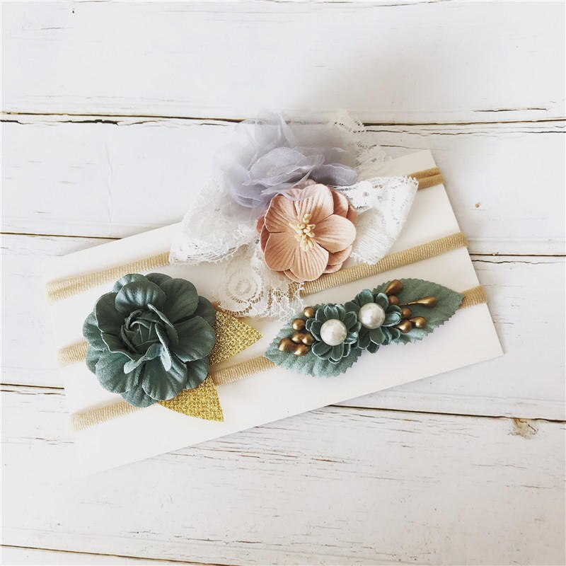Balleenshiy-Diadema de hecha a mano con flor para niña, banda elástica cabello de nailon, tocado para bebé, accesorios para el cabello para niña pequeña