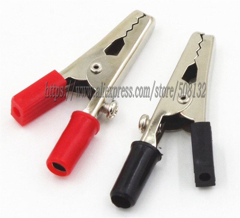 10 stuks testclips krokodil alligator abs opening 11.5mm staal 5 stuks rood en 5 stuks zwart