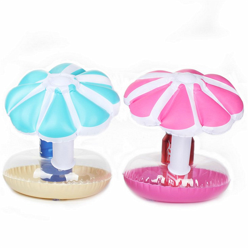 zomer strand zwembad parasol stijl drinken bekerhouder Leven boei zwemmen ring Cartoon eenhoorn cola bekerhouder zwembad speelgoed: blue umbrella 1pcs