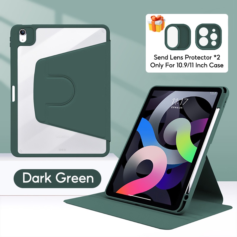 TBTIC 360° Rotation Case For iPad Air 4 5 10th 10.9 Pro 11 9th 8th 7th Gen 10.2In Mini 6 Cover Casing With Pencil Slot Holder: iPad mini 6 / green