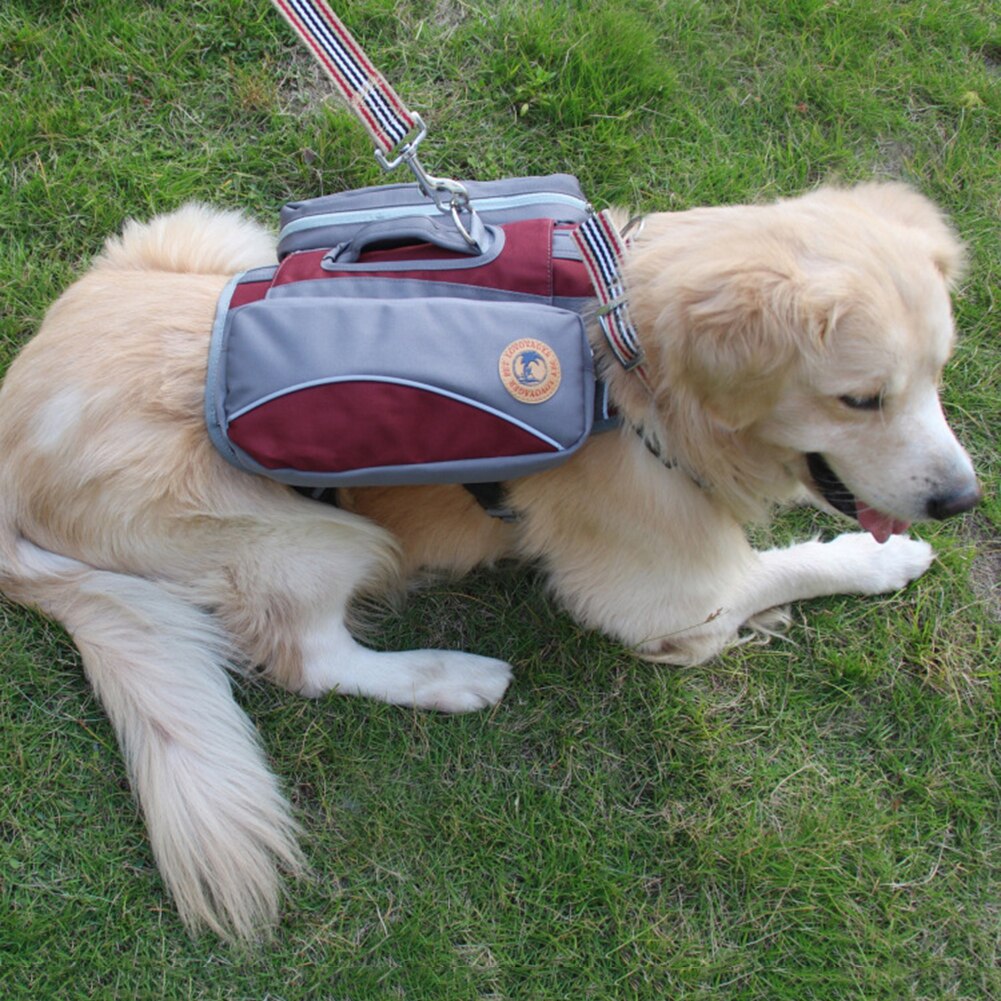 M/L Pet Dog Camping Backpack Detachable Multifunction Adjustable Rucksack Harness Pet Outdoor Carrier Portable Storage Pouch Bag