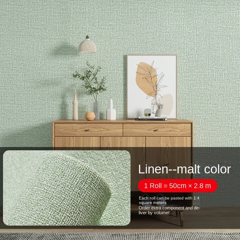 3D Thicken Self-adhesive Thermal Insulation Wallpaper Linen Plain Color Decor Wall Stickers Renovation Anti-collision Wallpaper: Blue / 5mx45cm