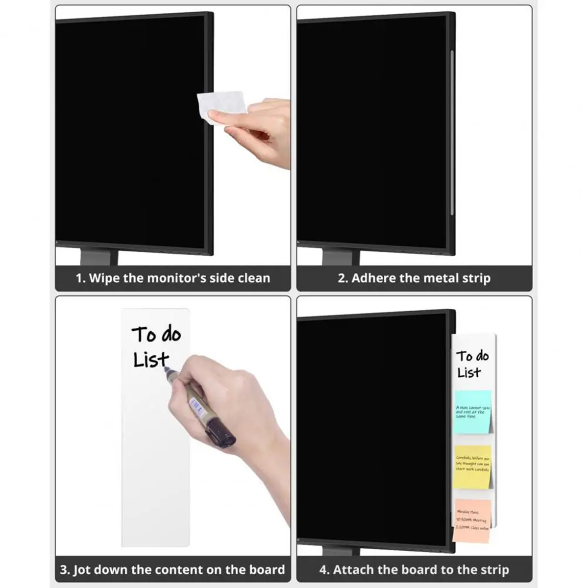 1 Magnetic Computer Screen Message Board, Erasable Desktop Office Monitor Side Whiteboard Memo Note Board, Refrigerator Cabinet Storage Rack Note Board