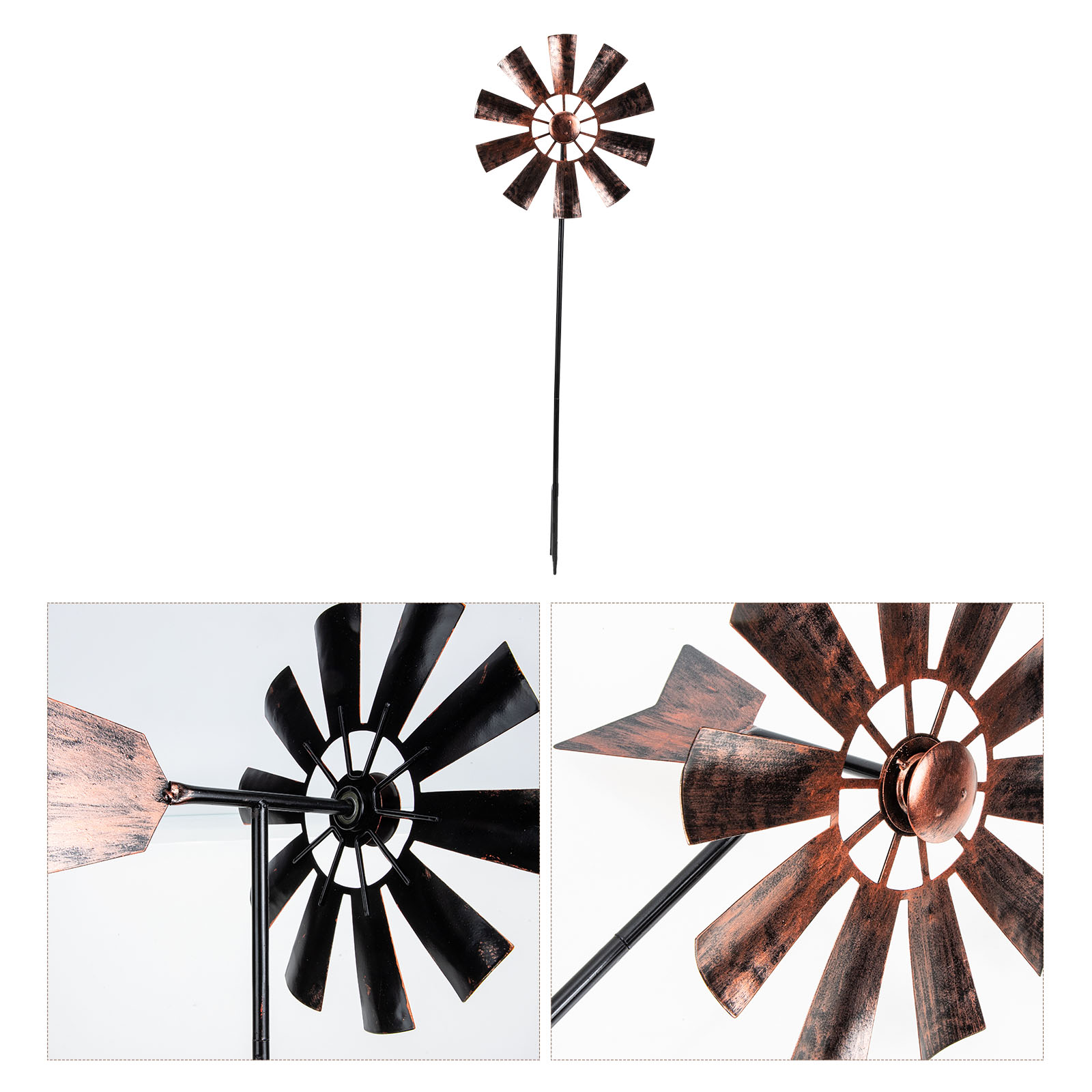 Metal Pinwheels Large Outdoor Ornaments Garden Stake Windmill Lawn Ornaments Wrought Iron Metal Windmill Decorations Retro Wind: Default Title