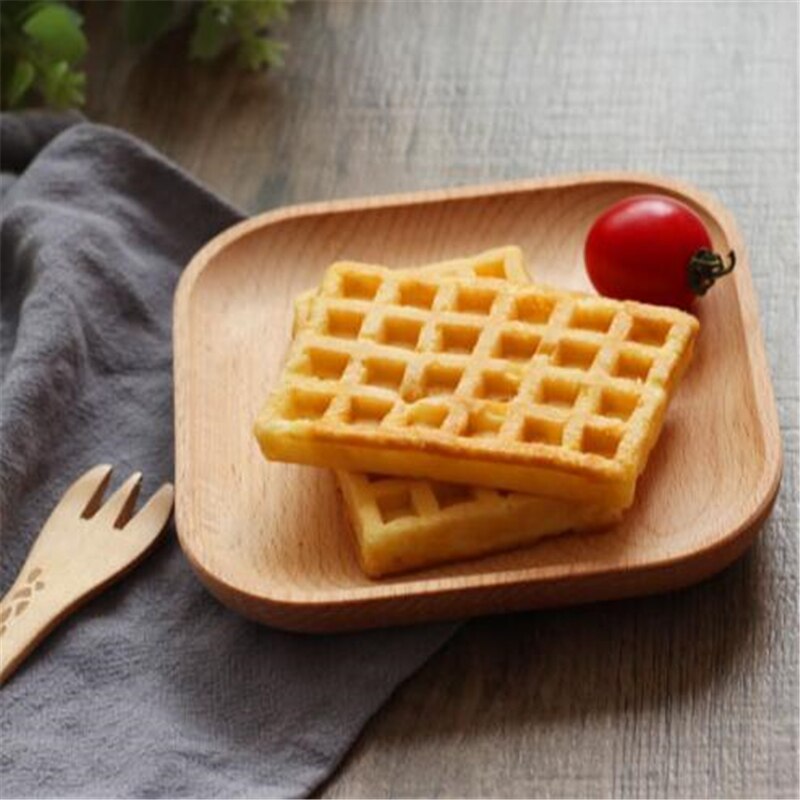 Vintage houten ronde vierkante schotel schaal schaaltjes taart bord thuis serveren dessert houten servies eco-vriendelijk