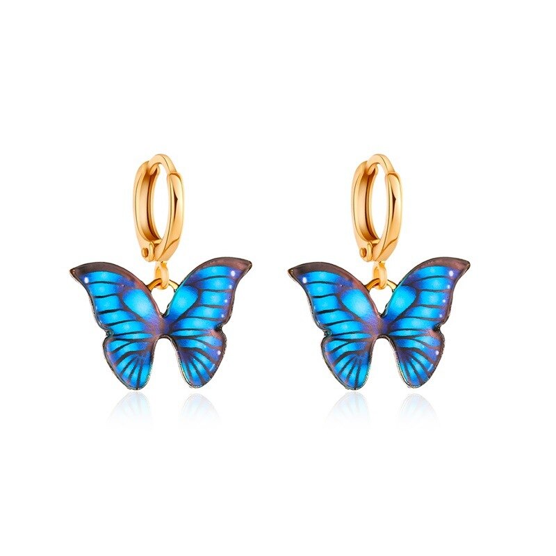 Mooie Dubbele Vlinder Oorbellen Europese Zomer Meisjes Multicolor Grote Ronde Cirkel Gold Hoop Oorbellen Sieraden Voor Vrouwen: 08