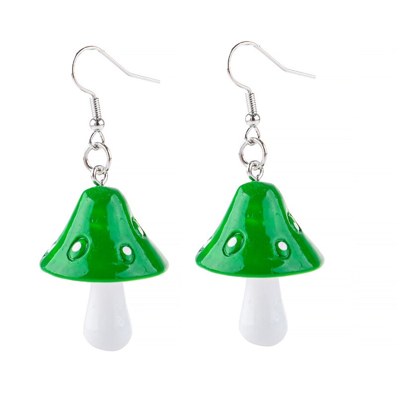 Acryl Paddestoel Lange Hanger Oorbellen Oorbellen Voor Meisjes Vrouwen Kinderen Mooie Sieraden: green