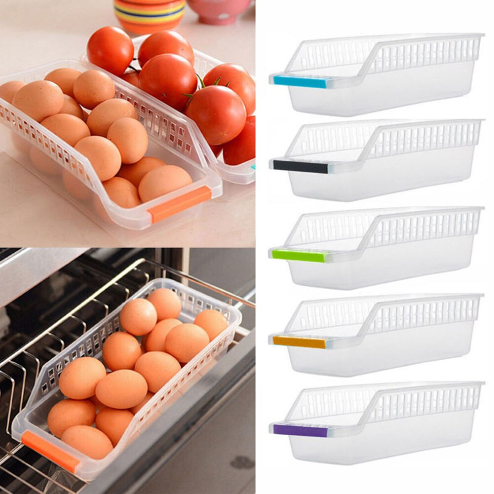 Home Kitchen Fridge Space Saver Organizer Slide Under Shelf Rack Storage Holder Food Container Storage Container