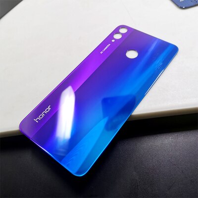 For Huawei Honor 8X Back Glass Battery Cover Rear Door Case Panel For Honor 8X Back Cover Housing With Camera Lens: Phantom Blue No Lens