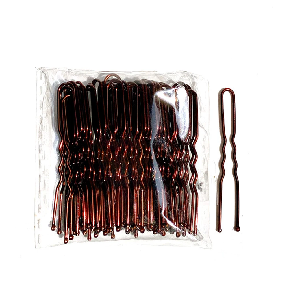 50Pcs Women 5/6/7 cm Hair Waved U-Shaped Bobby Pin Barrette Salon Grip Clip Bridal Hairpins Black Metal Hair Accessories For Bun: WHITE