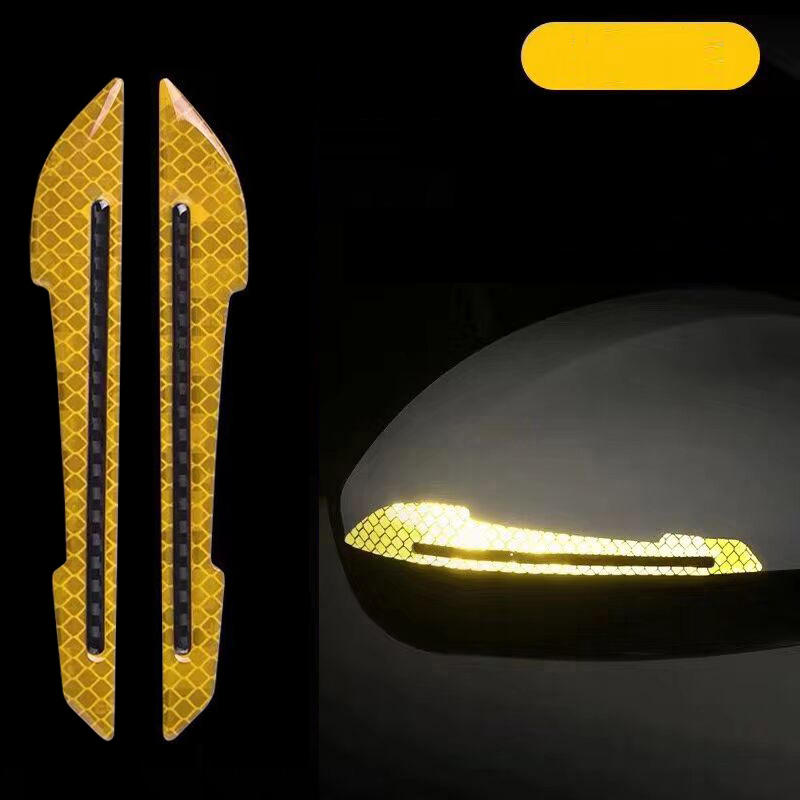Hyzhauto fita de aviso de segurança para espelho retrovisor de carro, 2 peças, fibra de carbono adesivo refletivo, guarnição, tiras anticolisão