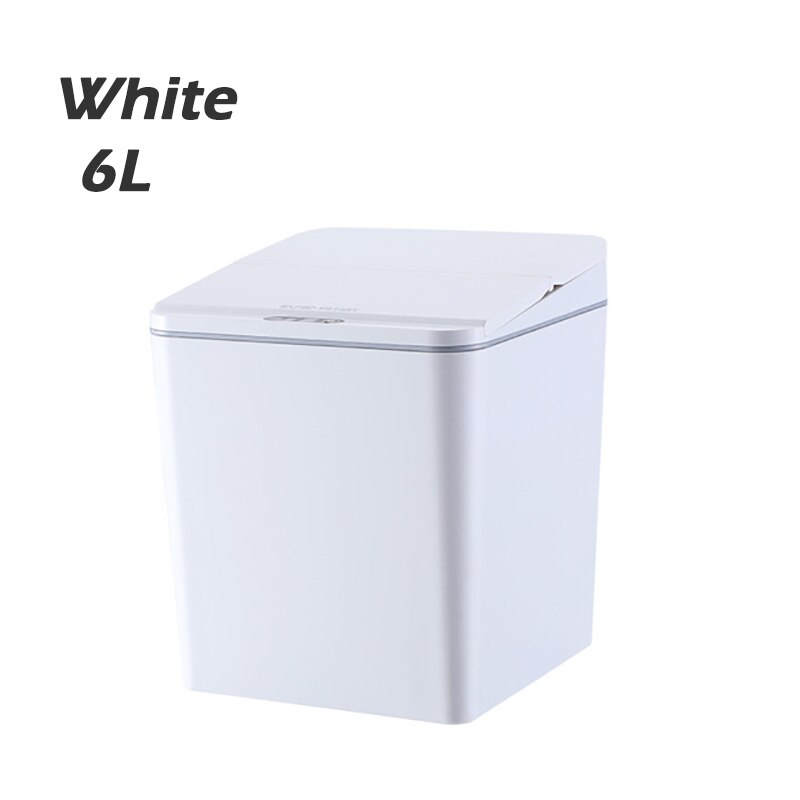 Poubelle de bureau à Induction intelligente 4L/6L, poubelle Portable de voiture, ménage cuisine chambre à coucher, Mini seau de stockage de collations 1 pièce: White  6L