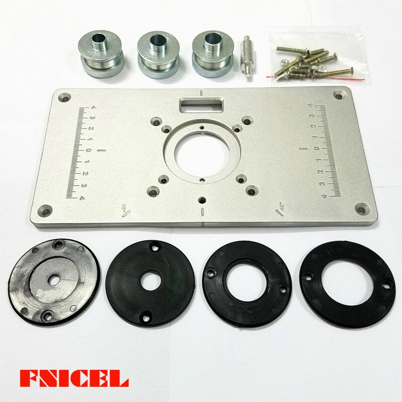 1 Stk/set 700C Aluminium Plaat 4 Stuks Insert Ringen Hout Router Tafel Voor Houtbewerking Trimmers Routers Diy Engrving Machine