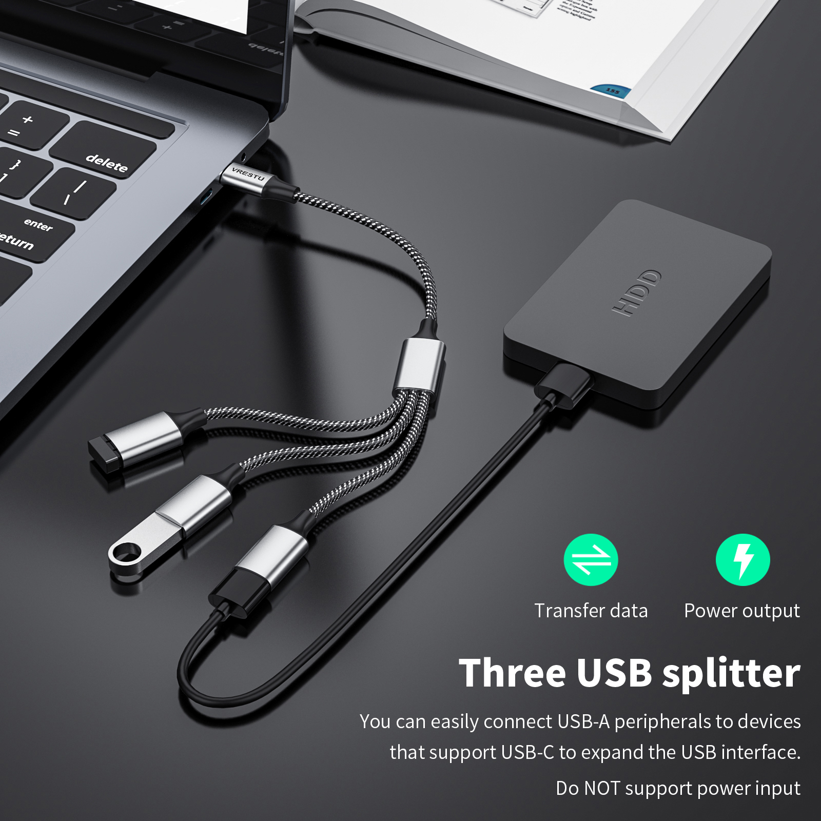 Adapter USB typu C na podwójny USB OTG HUB rozszerzający USB 2.0 typu C Plecionka do ładowania danych Cabo do Samsung Galaxy S22 MacBook Pro Air iPad