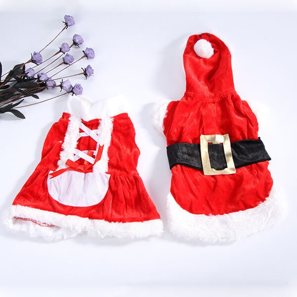 Husdjursvalp hund julklänning jul hoodie kappa jultomten klänning kläder hundkläder xxs-l