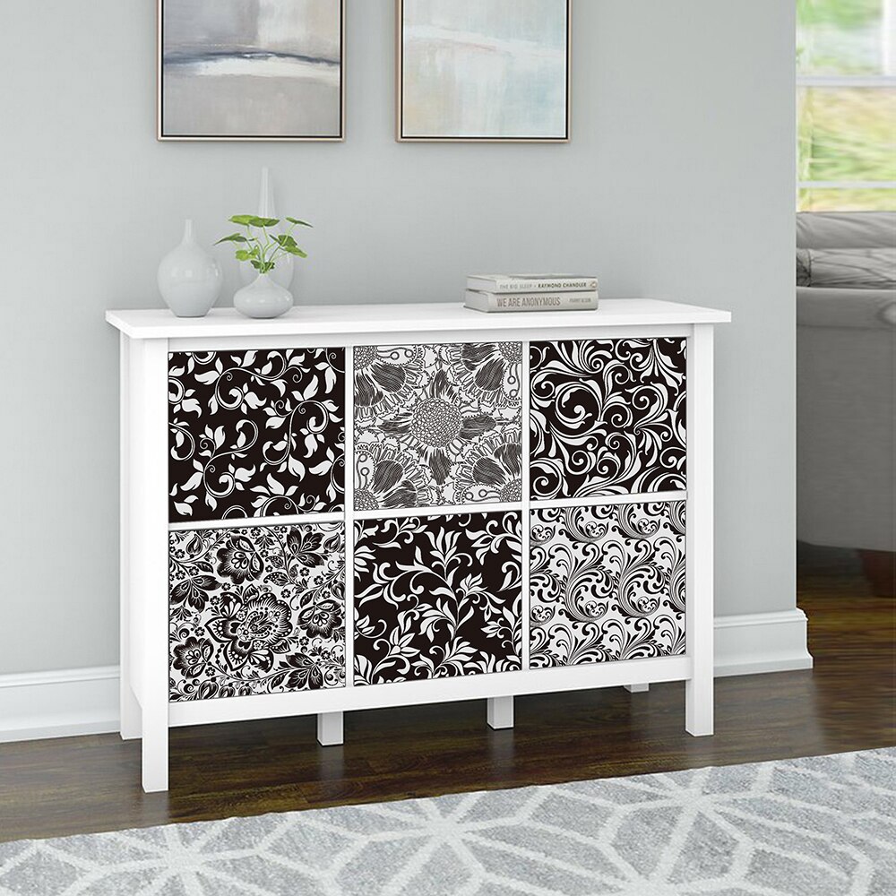 Baroque noir et blanc motif carrelage autocollants salle de bain toilette étanche mur décor Mural