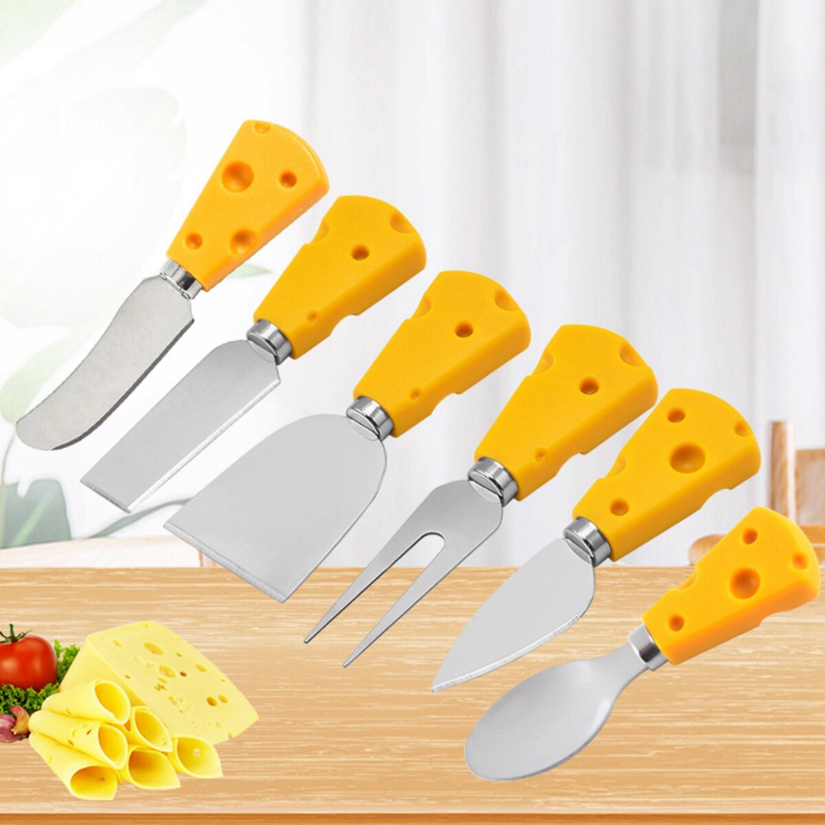 6Style Cheese Knife Set Steel Stainless Cheese Cutleries Super Cute Cheese Knife and Fork Cake Slicer Dessert Fork Kitchen Tools