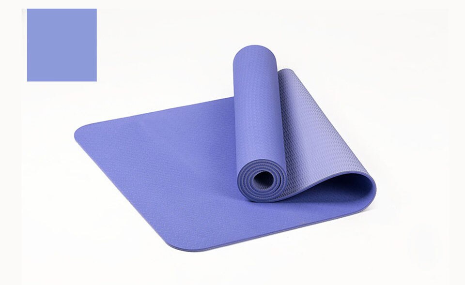 183*61Cm 6Mm Dikke Dubbele Kleur Antislip Tpe Yoga Mat Oefening Sport Mat Voor fitness Gym Thuis Smaakloos Pad: Paars