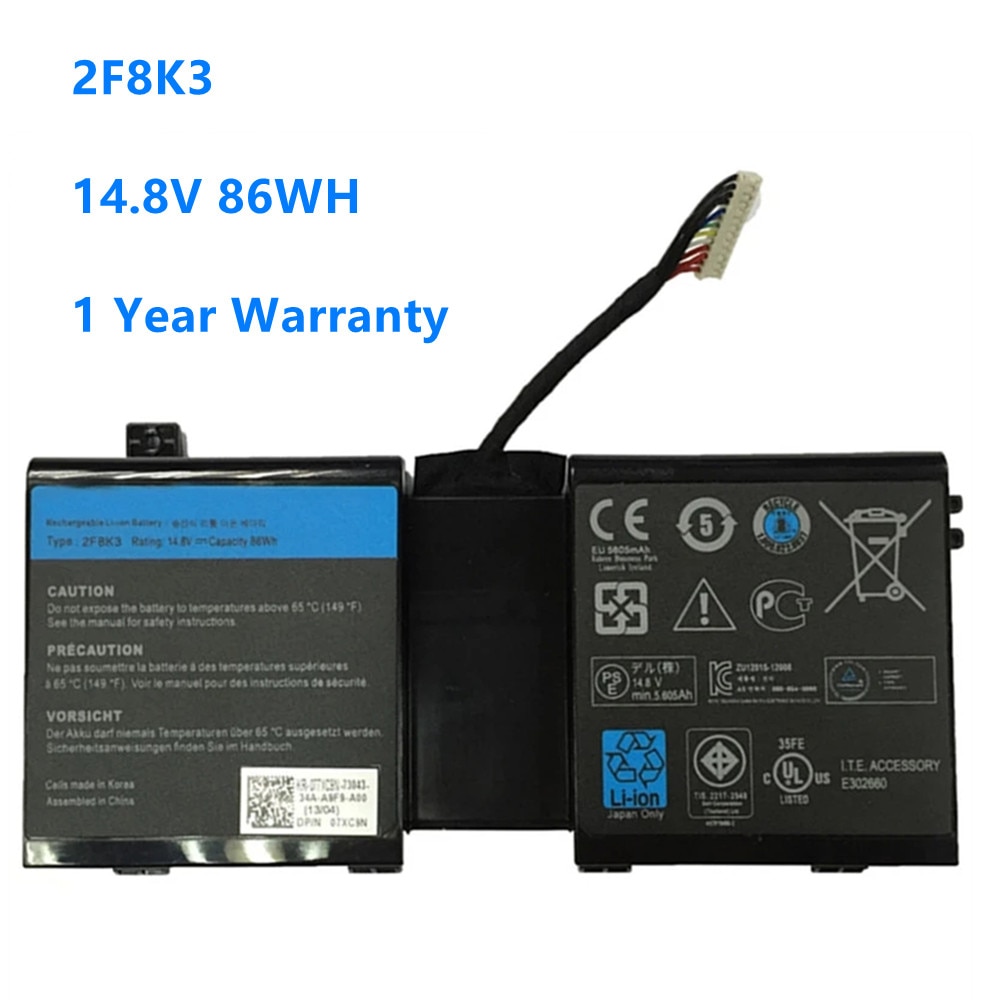 Laptop Battery for DELL Alienware 17 18 M17X R5 M18X R3 0G33TT 0KJ2PX G33TT KJ2PX 2F8K3 14.8V 86WH