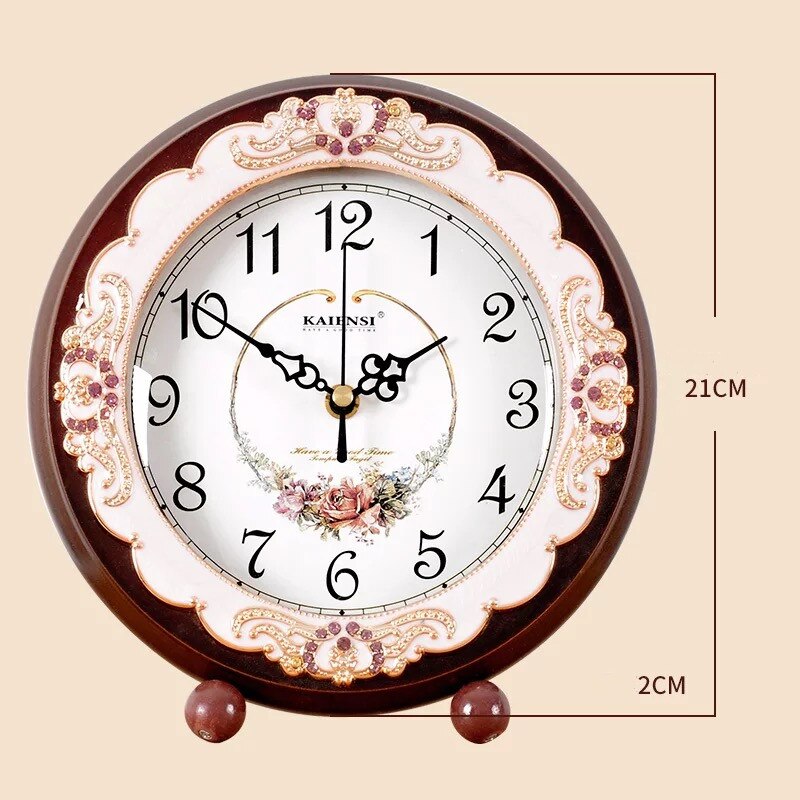 European Bedroom Bedside Table Clock Living Room Retro Seat Clock Home Decoration Large Simple Office Desktop Clock: J