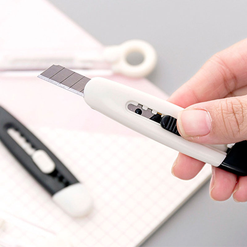 Mini Retractable Utility Knife Portable Transparent Box Cutter with Snap Off Blade and Slide Lock Art Handmade Cutter Stationery