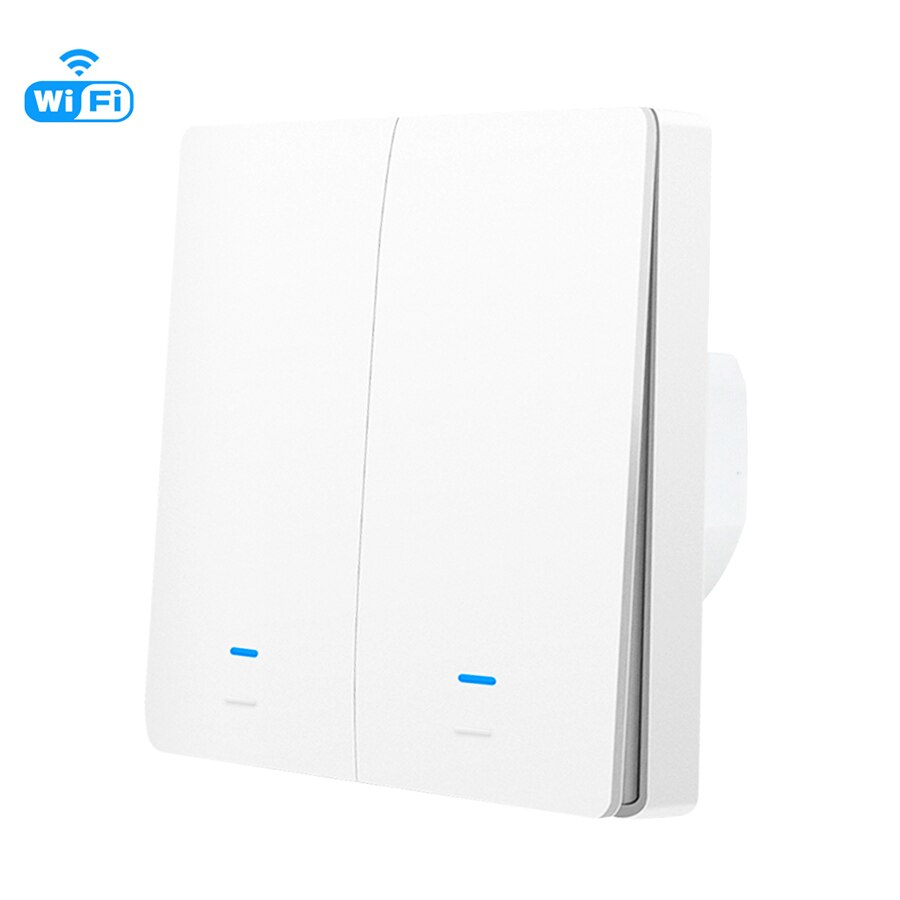 Tuya Wifi Smart Switch 86 Eu Lichtschakelaar Werken Met Alexa Google Home 1 2 3 Gang 2200W Muur schakelaar Voice Control Smart Leven App: White 2 Gang