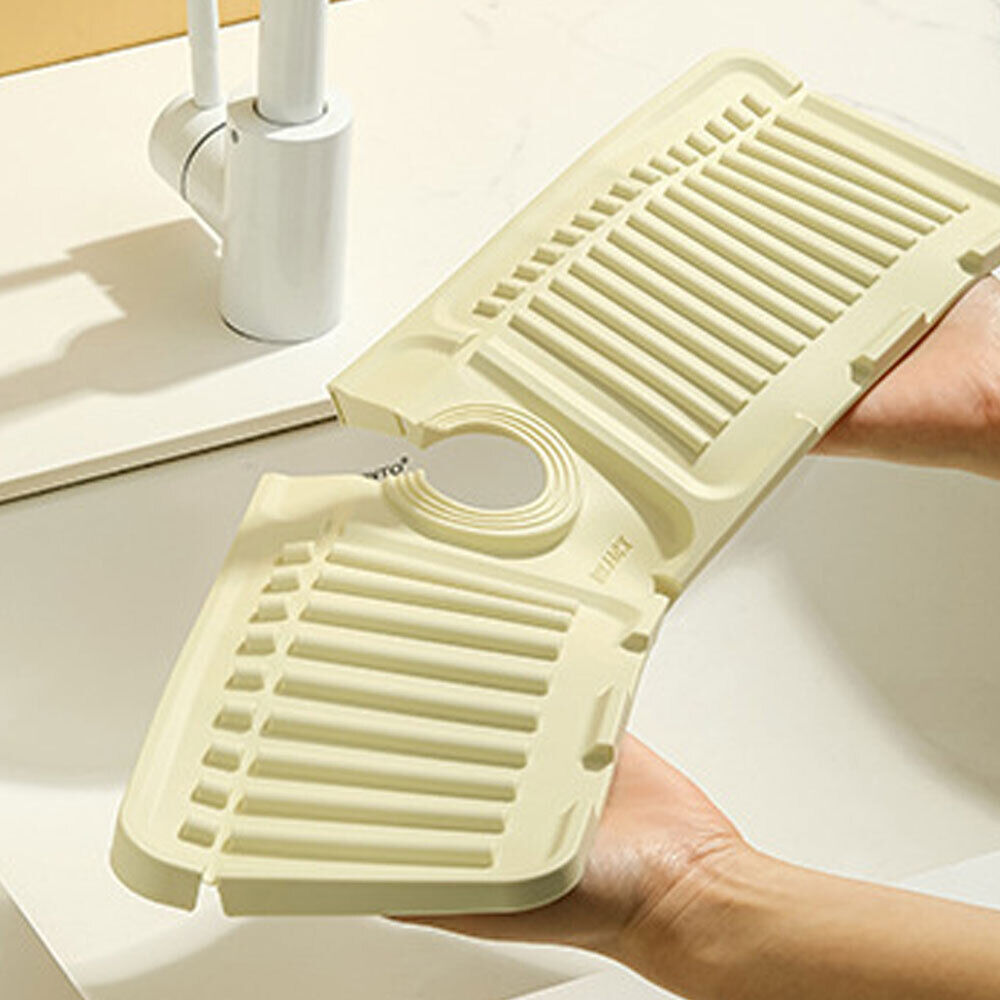 Silicone Draining Board Mat Faucet Mat Dish Drying Pad Folding Heat Resistant Rectangle Eco-Friendly Drainer For Kitchen Pot Cup