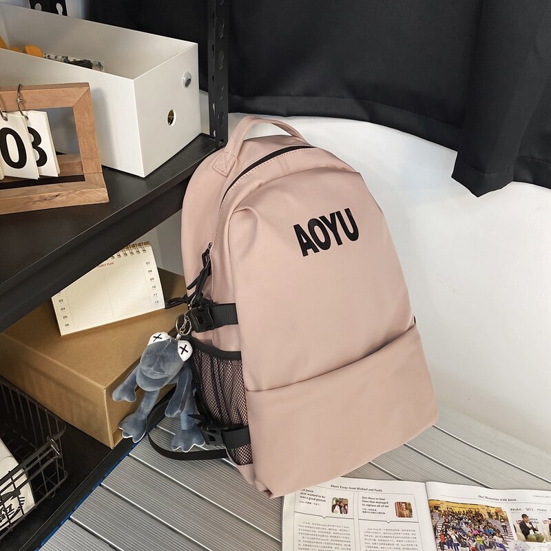 Stilvoller Rucksack für damen, 2022 geräumige schulranzen für paare, einfarbig, schlichte schülerrucksäcke für Teenager, jungen und mädchen: Rosa frosch