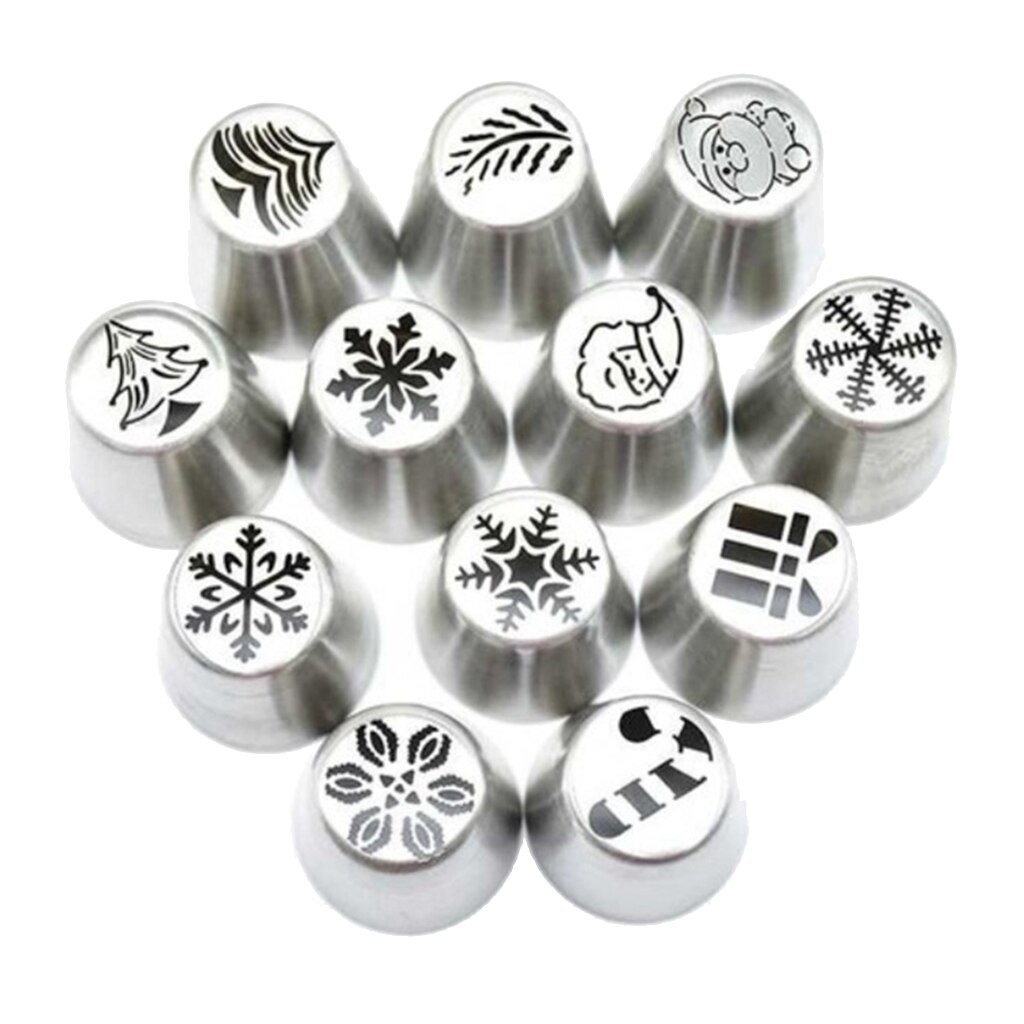 12 Stuks Russische Piping Tips Kerst Cake Icing Frosting Nozzles Voor Cupcake Decoratie, Kerst