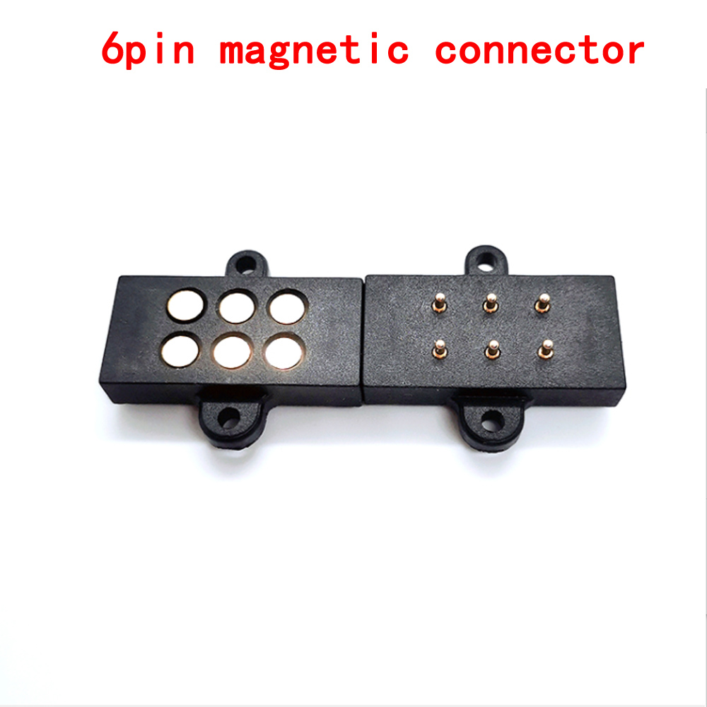 6pin magnetic connector Spring Loaded Magnetic Pogo Pin 6 Positions Magnets PCB Solder Male Female Probe With mounting holes