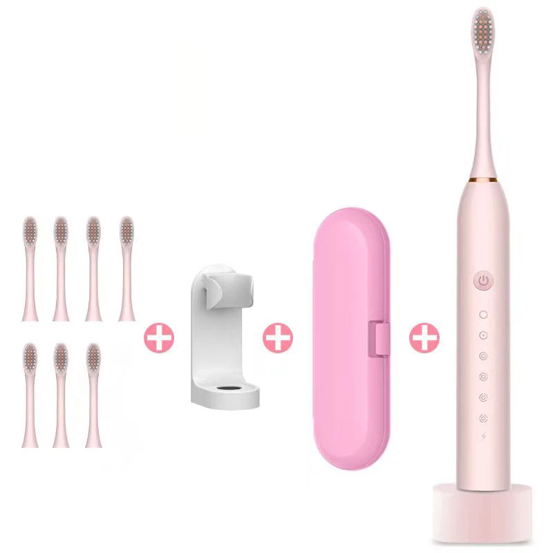 Xiaomi Mijia Electric Toothbrush Rechargeable USB 6 Mode Sonic Toothbrush IPX7 Waterproof Travel Box Holder replacement head: black