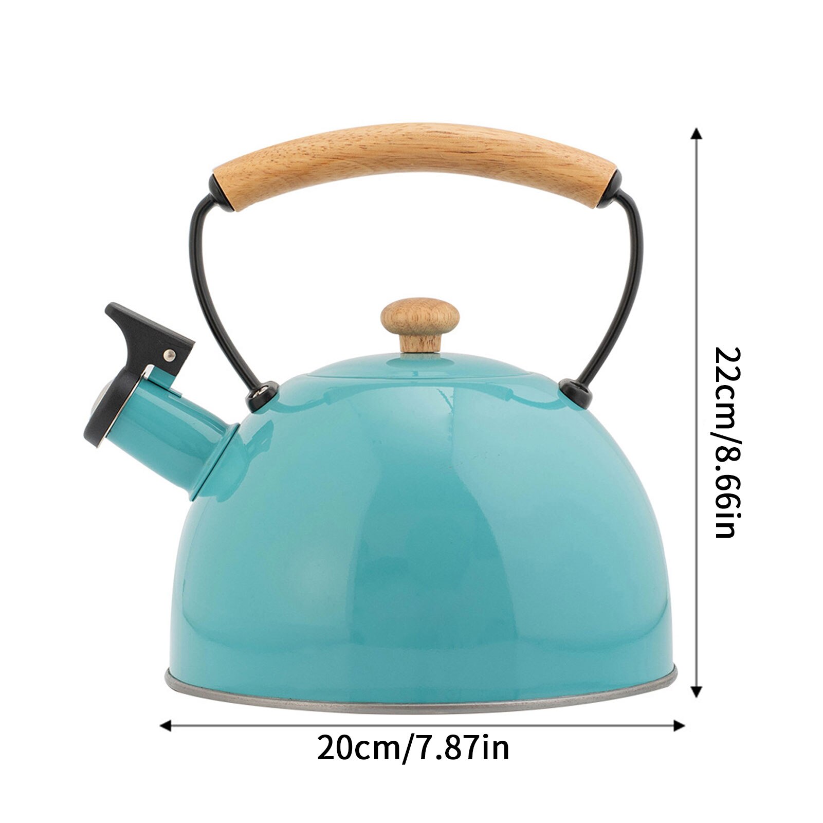 Bouilloire à thé en acier inoxydable, théière universelle en forme de citrouille noire, avec poignée résistante à la chaleur, pour toutes les cuisinières, 3,5 l: 2.8L Blue