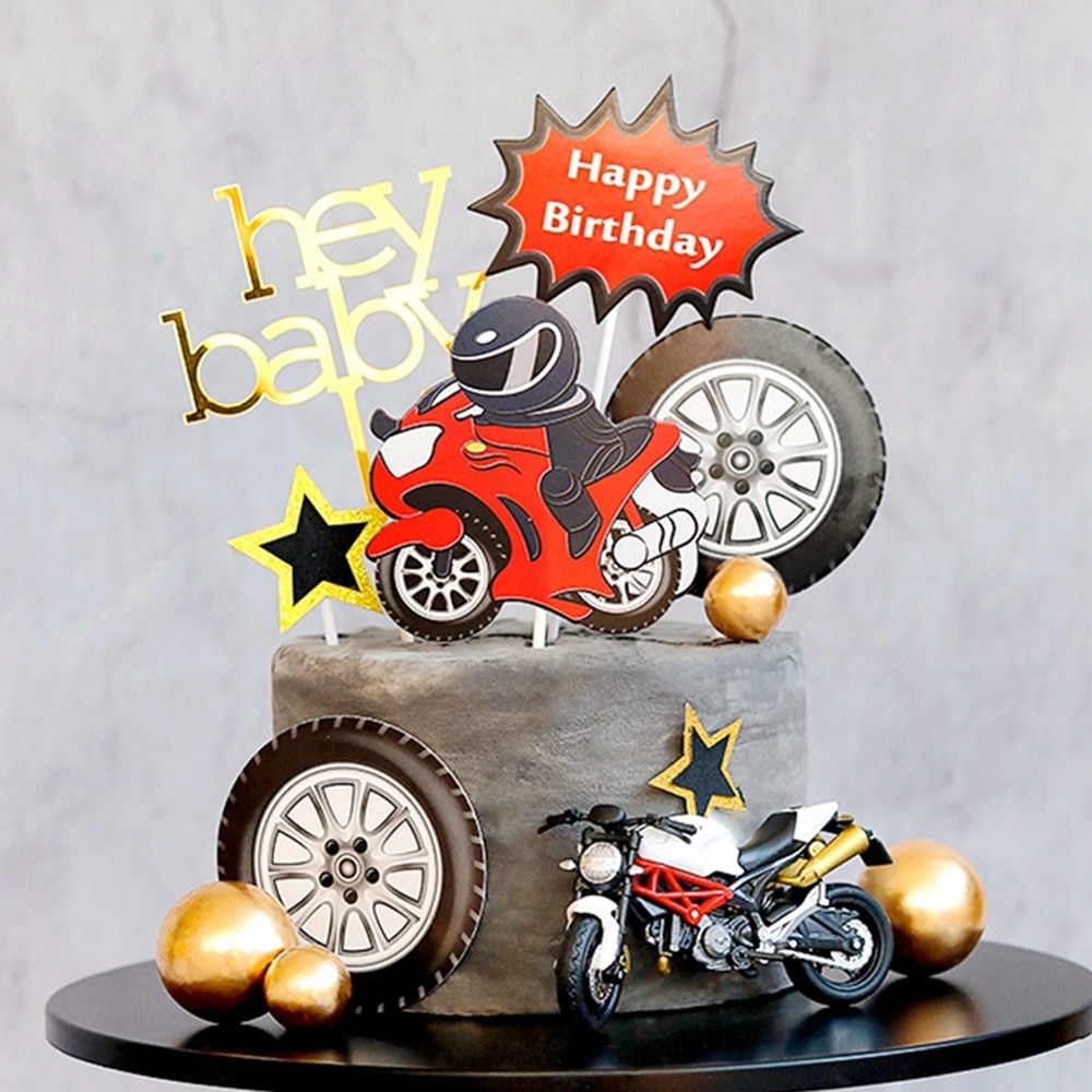 Décoration de gâteau moto pour réception bébé, fournitures de fête d'anniversaire en alliage avec Locomotive, décor de pâtisserie pour enfant garçon, Dessert de mariage, d'amour