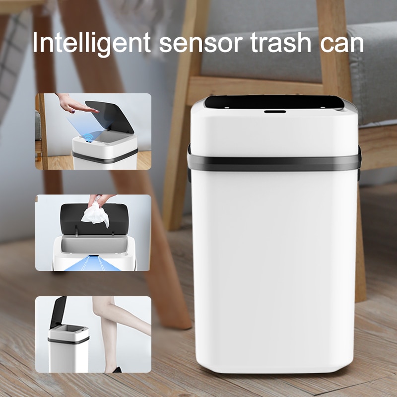 12L Automatic Intelligent Sensor Smart Trash Can Touchless Smart Infrared Motion Sensor Rubbish Waste Bin For Household Kitchen