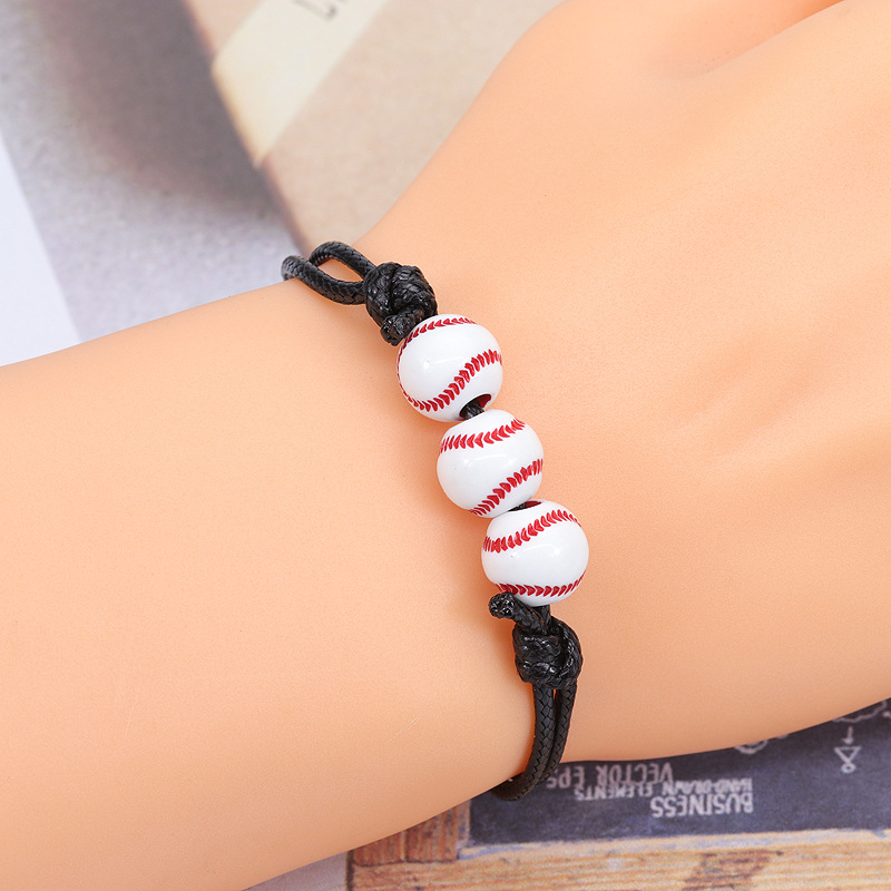 Nueva pulsera de béisbol de baloncesto, línea de cera tejida, pulsera de tenis y Rugby, joyería deportiva para niños y niñas BR1001