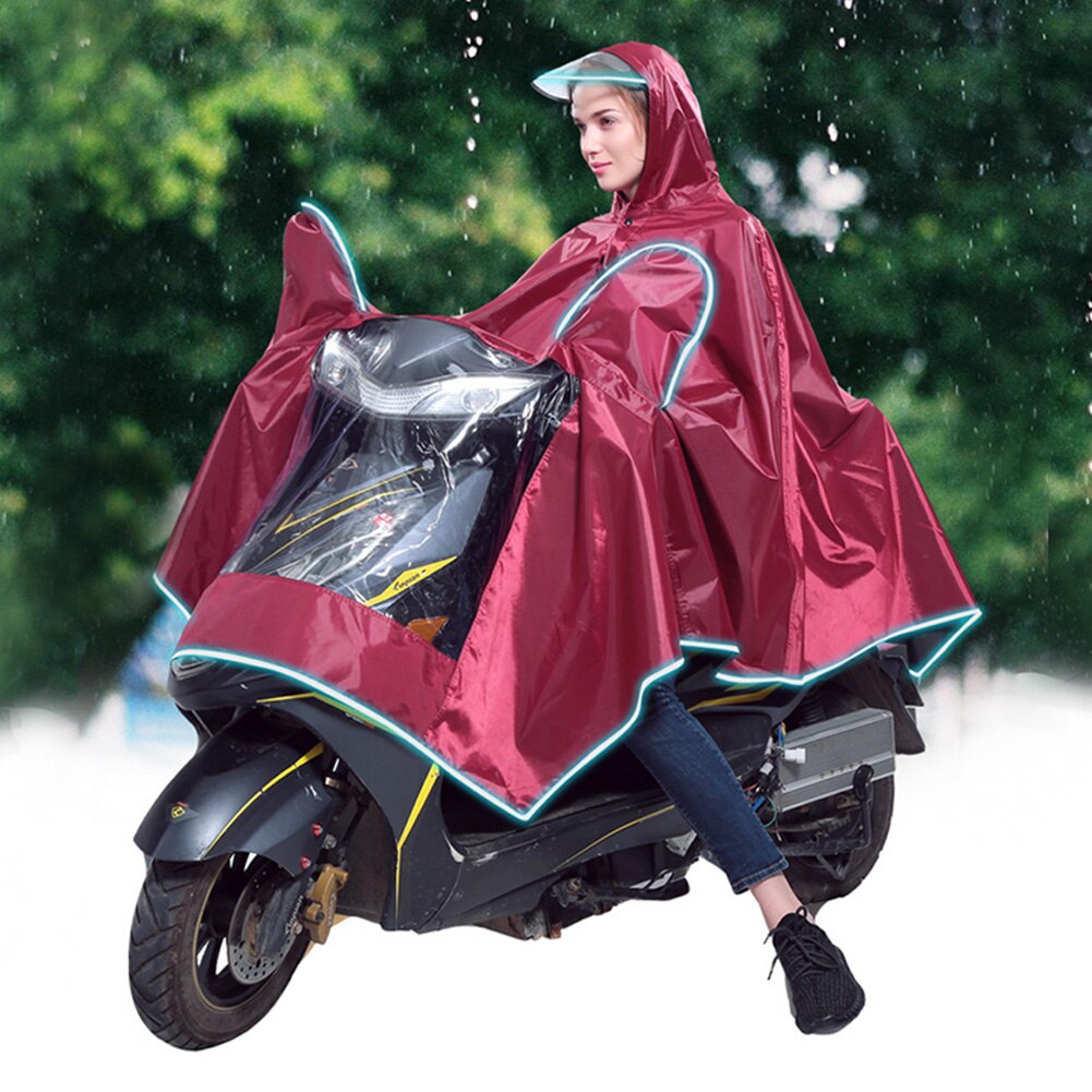 Waterpoof Poncho Rain Cape Safe Riding Universal Wide Hat Brim PVC Motorcycle Accessories With Reflective Strip