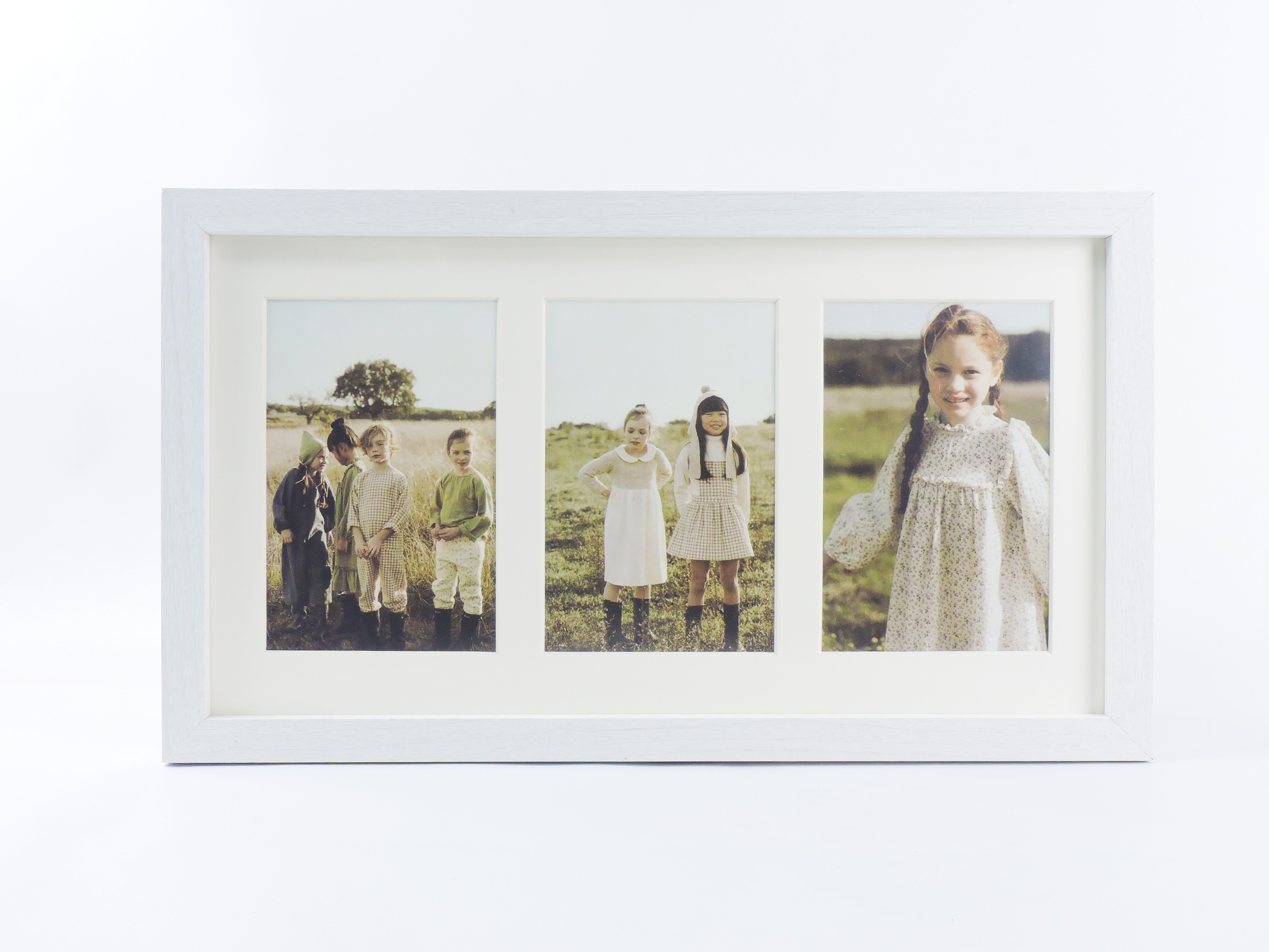 Multiple photo frame with paspartu for 3 photo collage 10x15: White