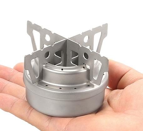 Tiartisan – Mini réchaud à alcool liquide, ultraléger, Portable, en titane, avec support, pour Camping et randonnée en plein air: With titanium stand
