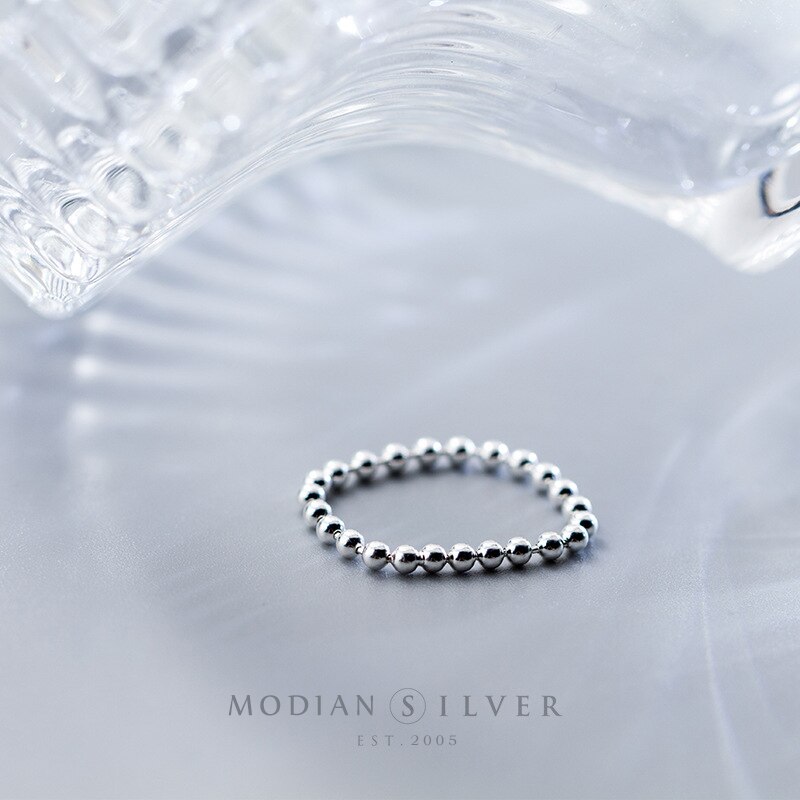 Modian Minimalistischen Glänzend Perlen Finger Ring für Frauen Authentische 925 Sterling Silber Ring Korea Stil Edlen Schmuck