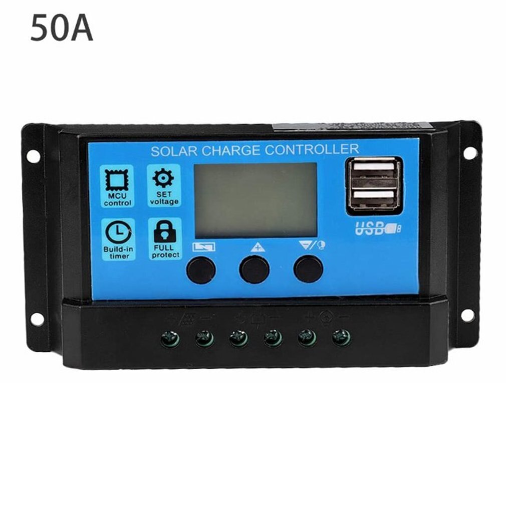 MPPT Solar Controllers Automatic Tracking Equipment Charge Home Regulator LCD Display Protect Battery: 50A