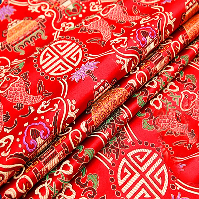 Metallic Jacquard Brocade Fabric, silk nylon 3D jacquard fabric for Coat Dress table cloth decorative DIY patchwork