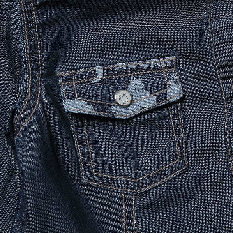 Moomin piger skjorte efterår 100%  nylon piger langærmet skjorte bredstof unisex blå jeans skjorte