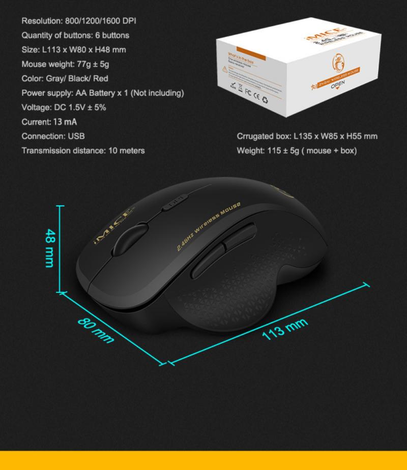 G6 Gaming Mouse Wireless Mouse 6 Buttons 1600DPI Optical USB Ergonomic Mice For PC Laptop Computer For Gamer Accessories